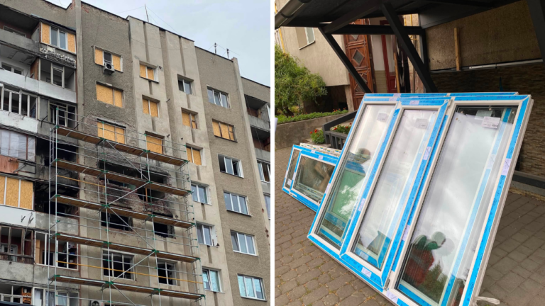 У Франківську розпочали заміну вікон у будинках, які постраждали від російського обстрілу (ФОТО)