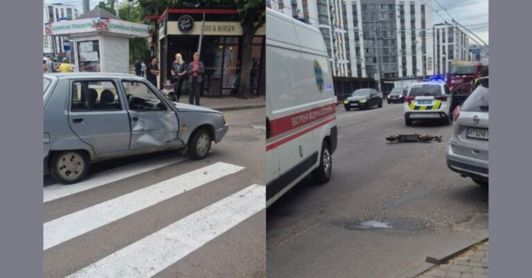 На Мазепи зіткнулися електросамокат та автомобіль: юнака забрала “швидка” (ФОТО)