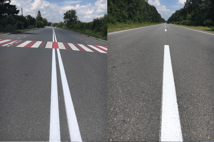На дорогах Прикарпаття малюють світловідбиваючу дорожню розмітку (ФОТО)
