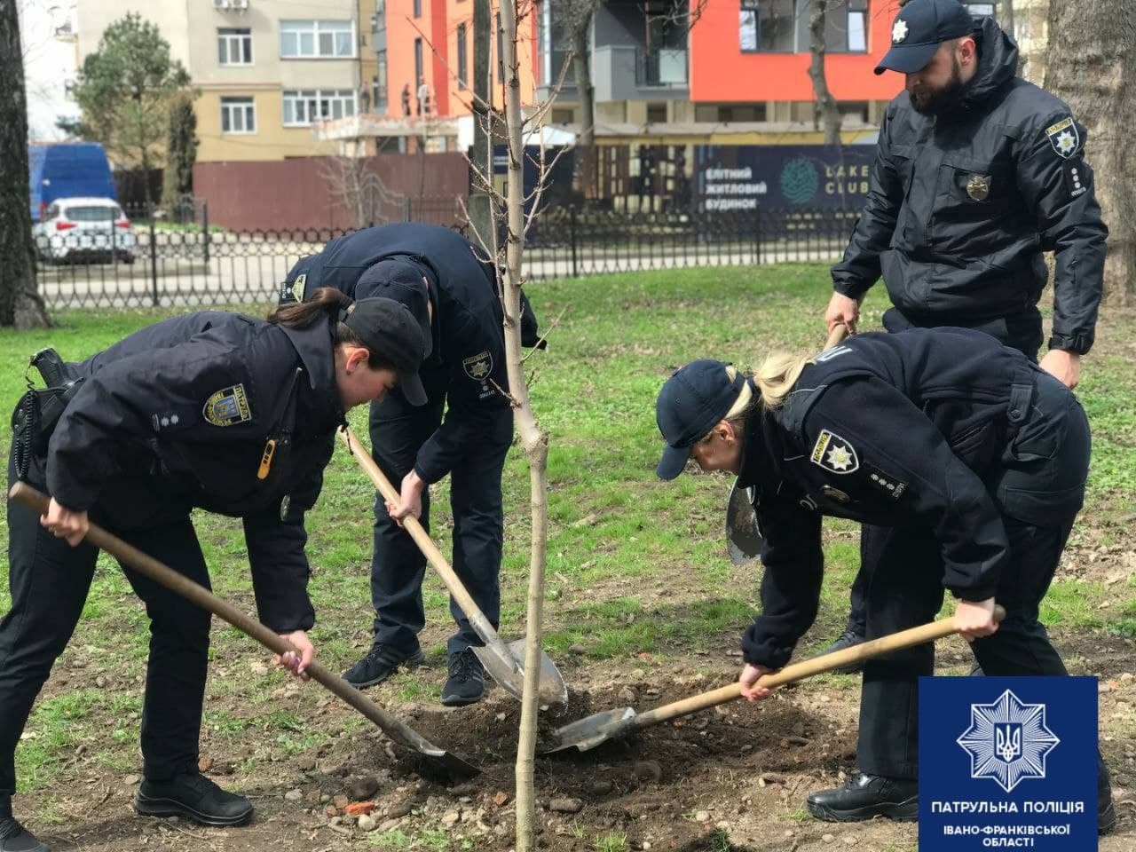 Франківські поліціянти у День Землі висадили в міському парку дерева (ФОТО)