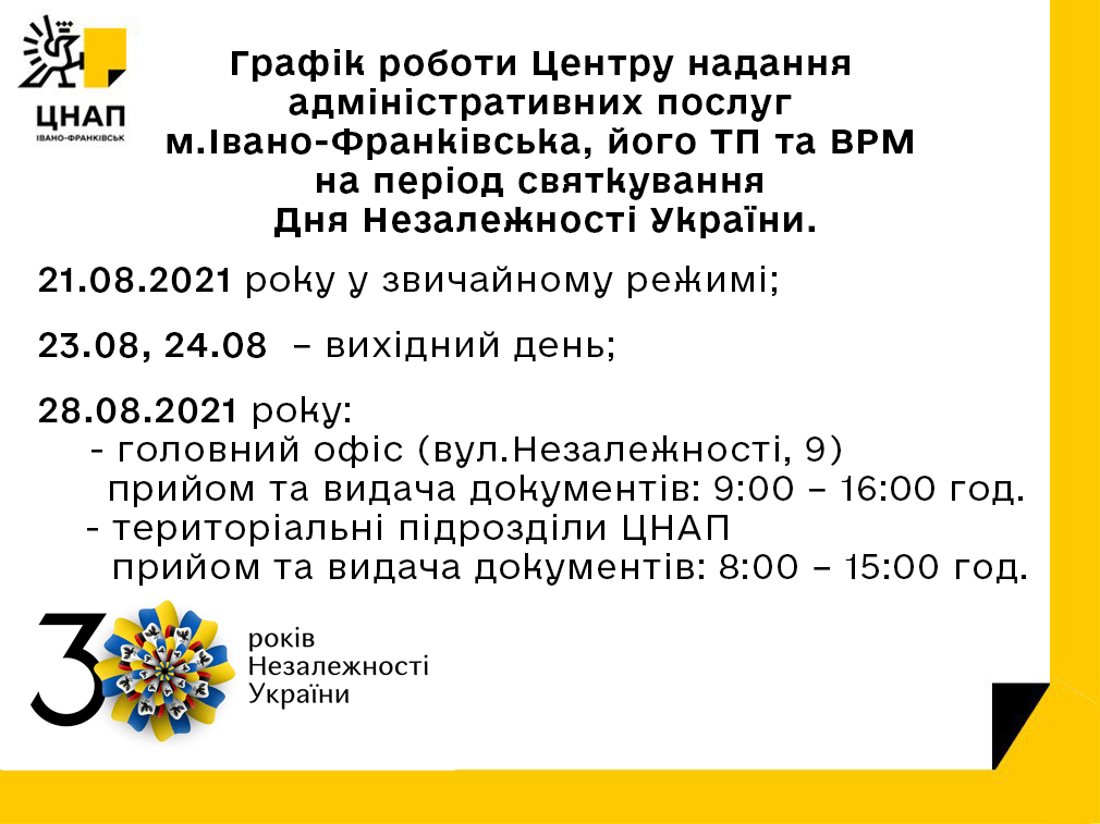 Як упродовж свят працюватимуть франківські ЦНАПи