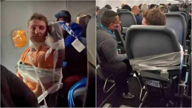 У США неадекватного пасажира літака примотали скотчем до сидіння (ВІДЕО)