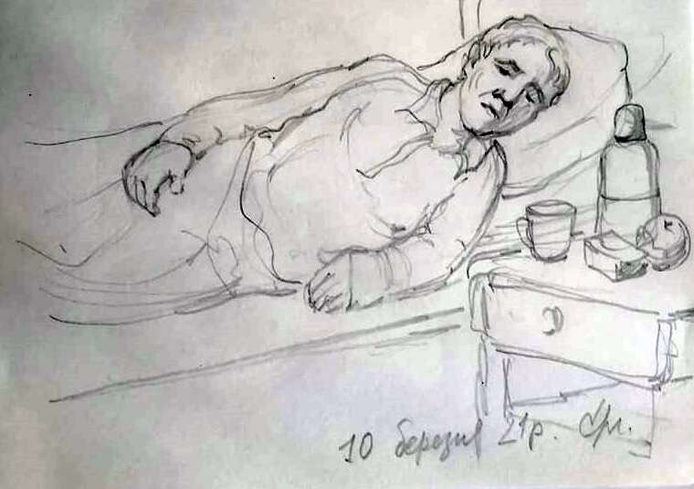 Відомий коломийський художник у малюнках показав життя у “ковідному” відділенні лікарні (ФОТО)