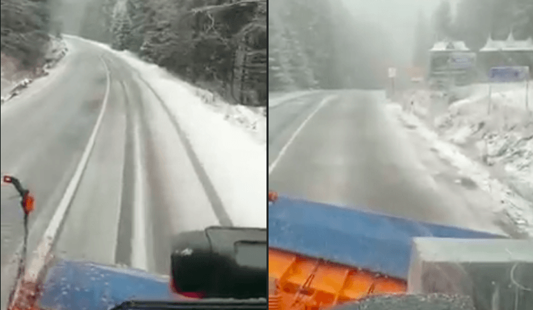 Дорожники розчищають від першого снігу автошлях “Долина – Хуст” (ВІДЕО)
