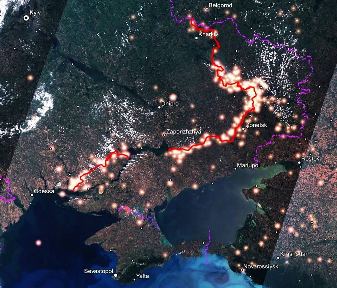 Все охоплено вогнем: у NASA показали лінію фронту в Україні з космосу