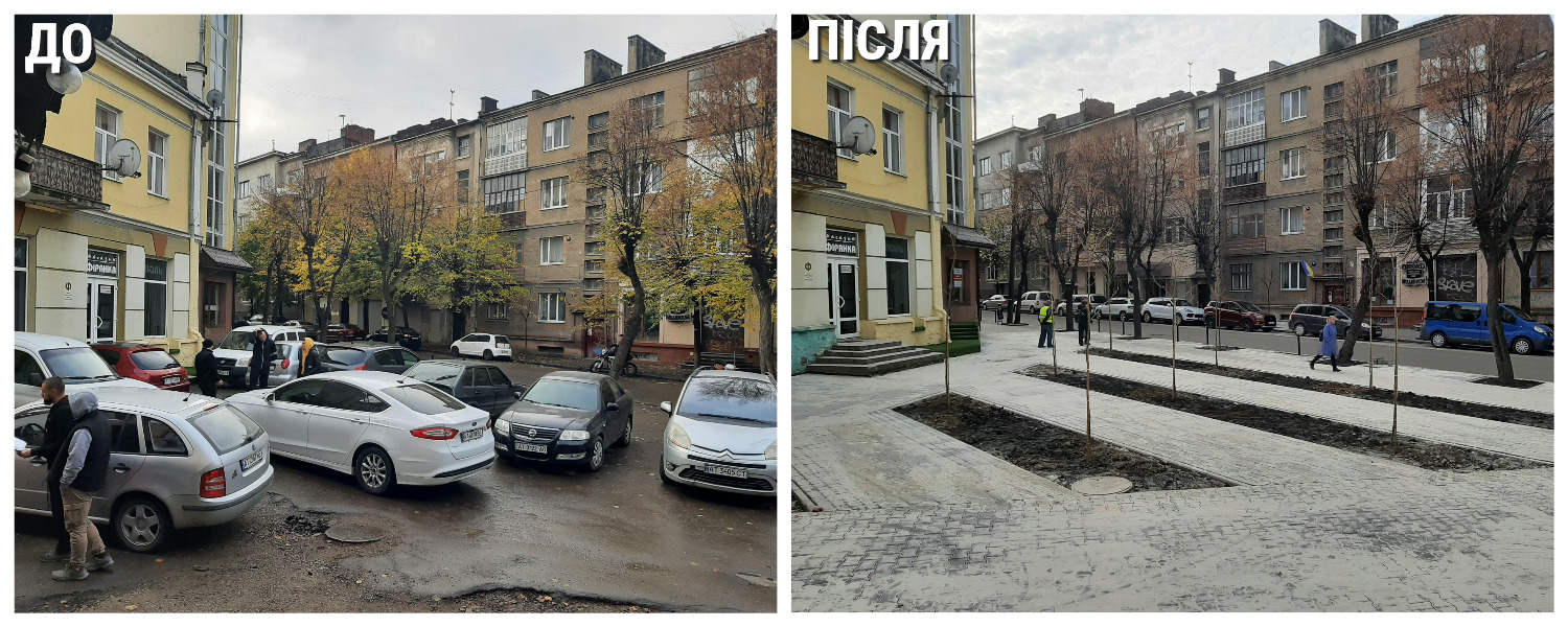 У центрі Франківська облаштували сквер замість стихійної парковки