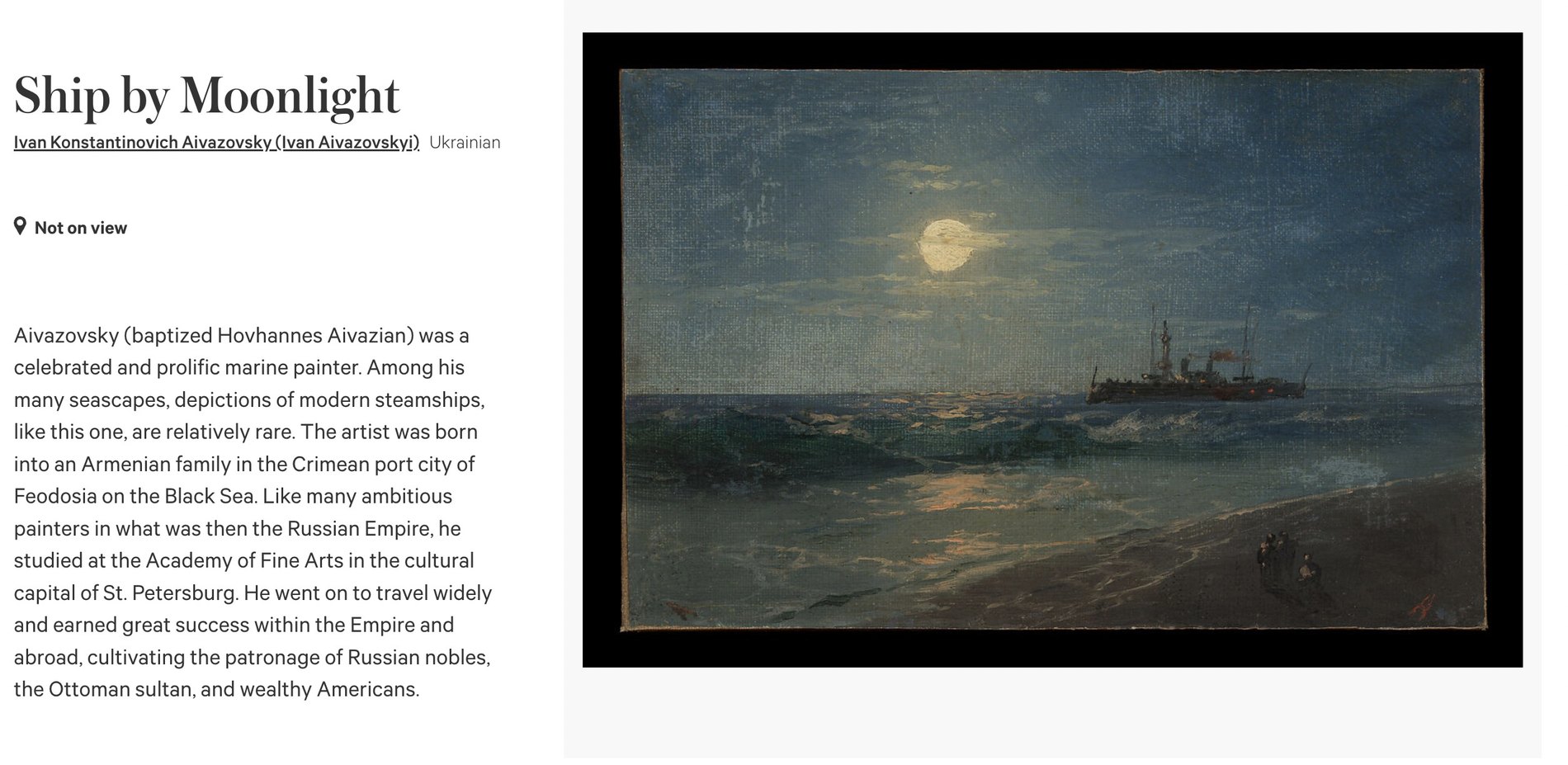 Айвазовського і Рєпіна визнали українськими художниками у нью-йоркському музеї Метрополітен