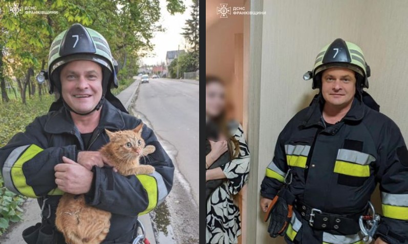 У Коломиї рятувальники двічі за день виїжджали на порятунок котів (ФОТО)