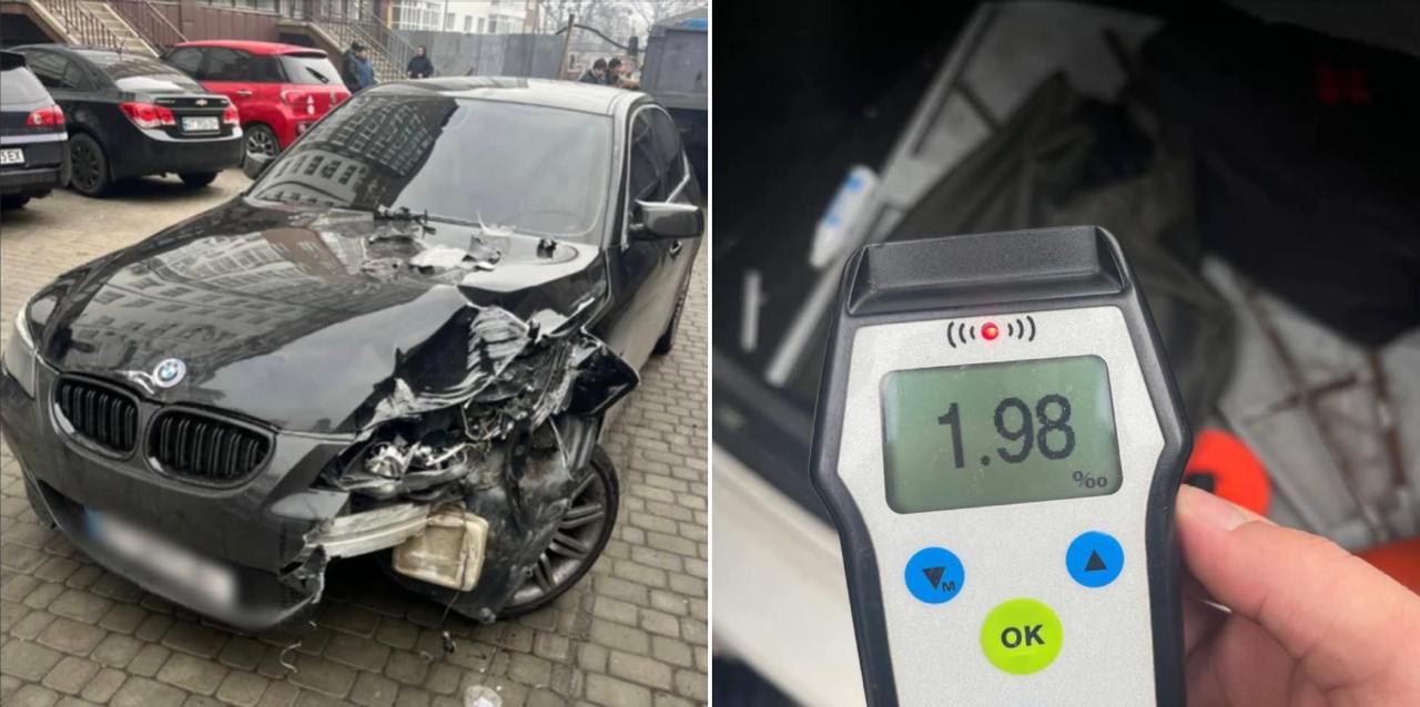 У Франківську пʼяний водій BMW вʼїхав у паркан: поліції сказав, що випив після ДТП