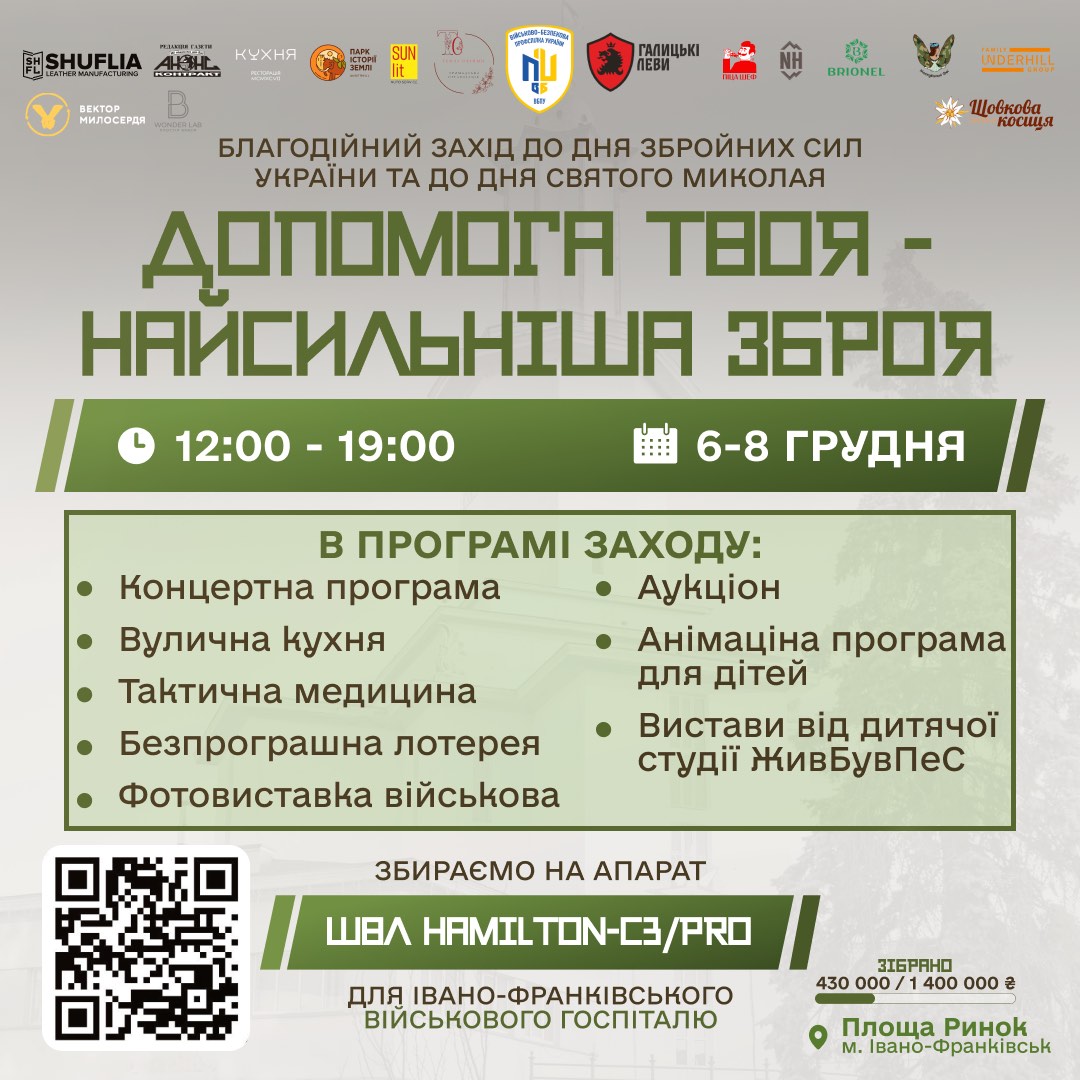 У центрі Франківська на благодійному заході збиратимуть на ШВЛ для госпіталю (ПРОГРАМА)