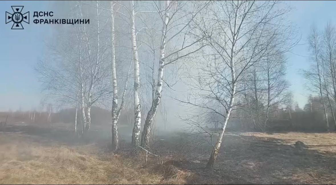 На Калущині через пожежу сухої трави постраждав чоловік (ВІДЕО)