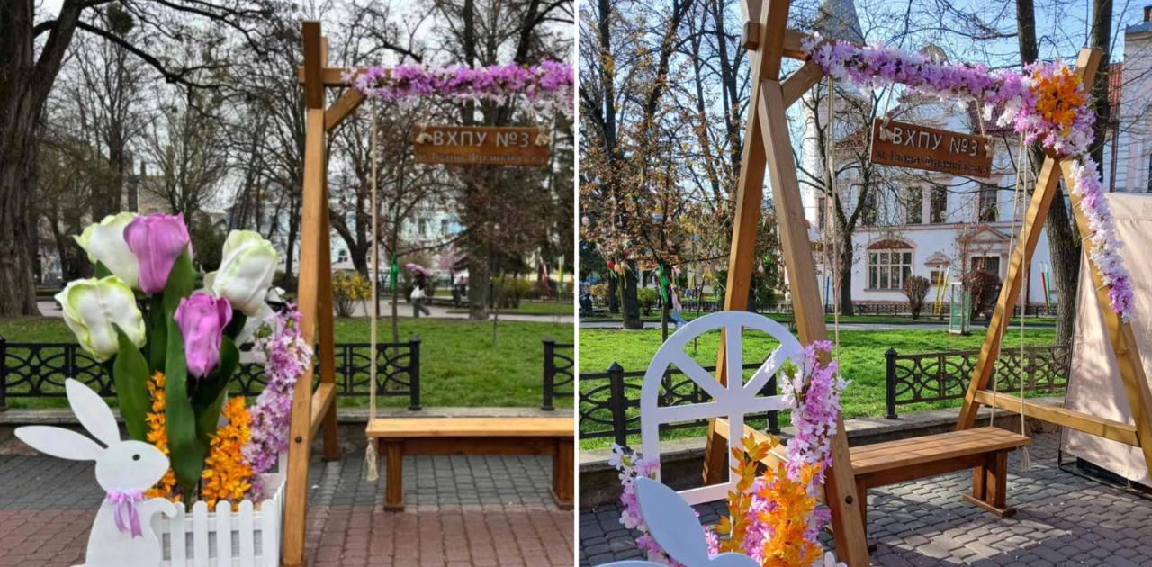 Невідомі вкрали декор зі великодньої фотозони, яку створили франківські учні (ФОТОФАКТ)