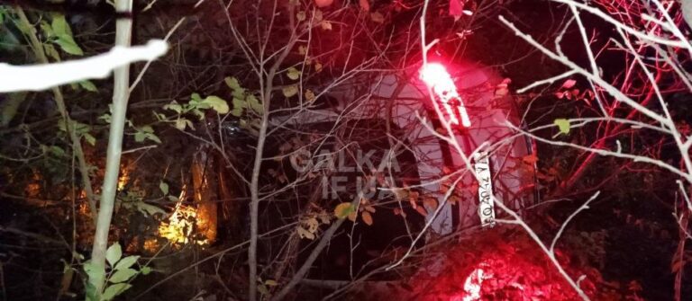 У Вовчинецьких горах Tesla з п’ятьма людьми злетіла в рів і перекинулася (ФОТО ВІДЕО)